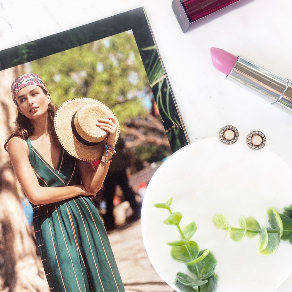 "Lillie" Earrings || Peachy Nude Pavé Studs
